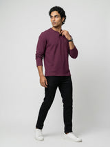 Men T-Shirt Textured Maroon Regular Fit