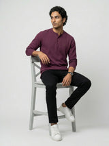 Men T-Shirt Textured Maroon Regular Fit