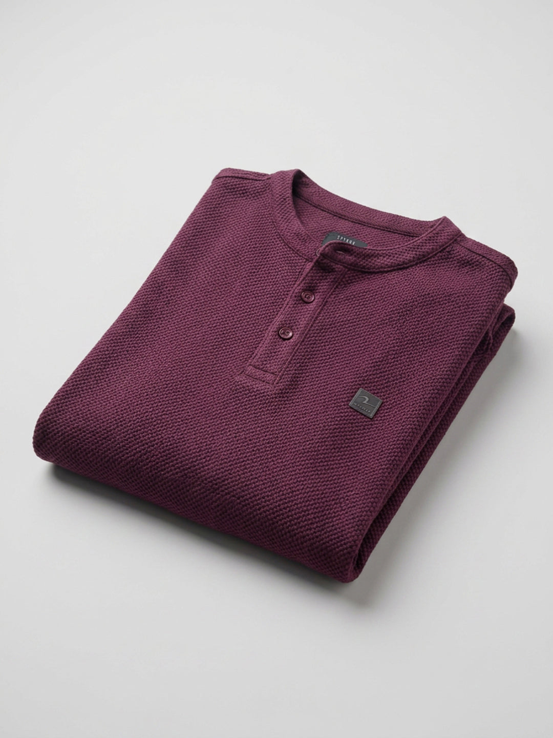 Men T-Shirt Textured Maroon Regular Fit