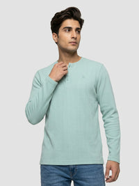Men T-Shirt Textured Green Regular Fit