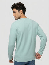 Men T-Shirt Textured Green Regular Fit