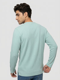 Men T-Shirt Textured Green Regular Fit