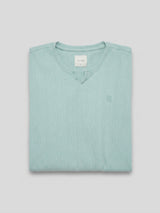 Men T-Shirt Textured Green Regular Fit