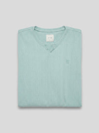 Men T-Shirt Textured Green Regular Fit