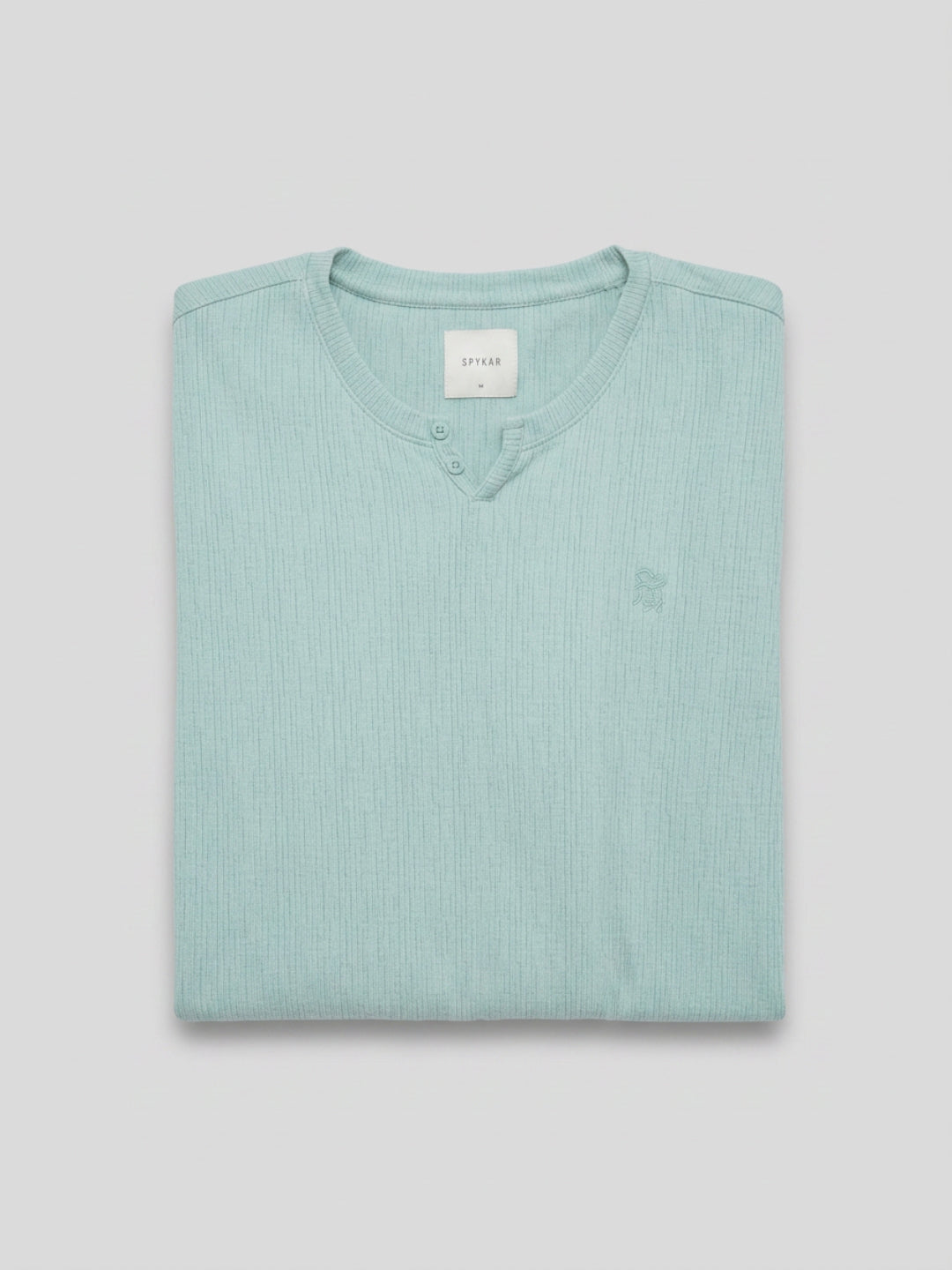Men T-Shirt Textured Green Regular Fit