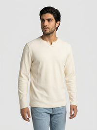 Men T-Shirt Textured White Regular Fit