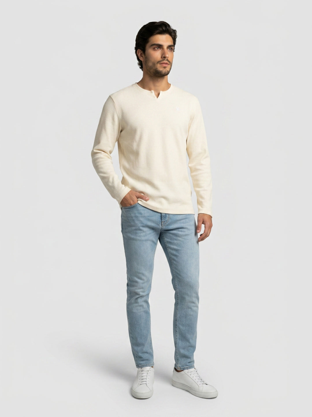 Men T-Shirt Textured White Regular Fit