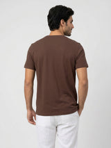 Men T-Shirt Textured Brown Regular Fit
