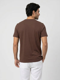 Men T-Shirt Textured Brown Regular Fit