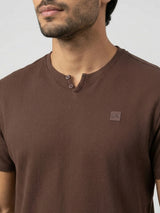 Men T-Shirt Textured Brown Regular Fit