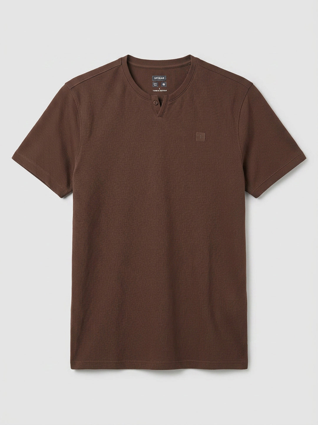 Men T-Shirt Textured Brown Regular Fit