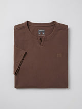 Men T-Shirt Textured Brown Regular Fit