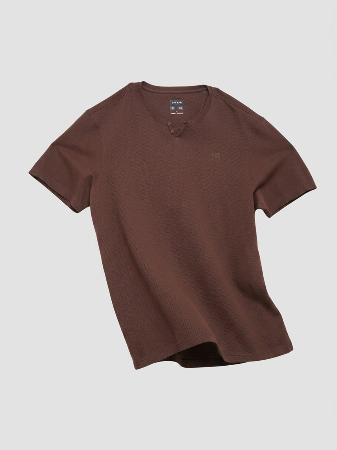 Men T-Shirt Textured Brown Regular Fit