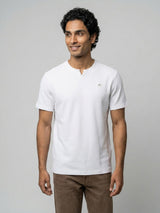 Men T-Shirt Textured White Regular Fit