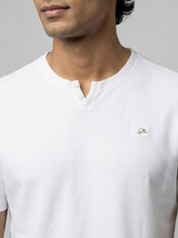 Men T-Shirt Textured White Regular Fit