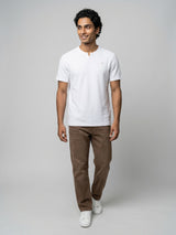 Men T-Shirt Textured White Regular Fit