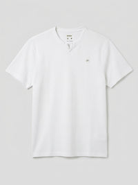 Men T-Shirt Textured White Regular Fit