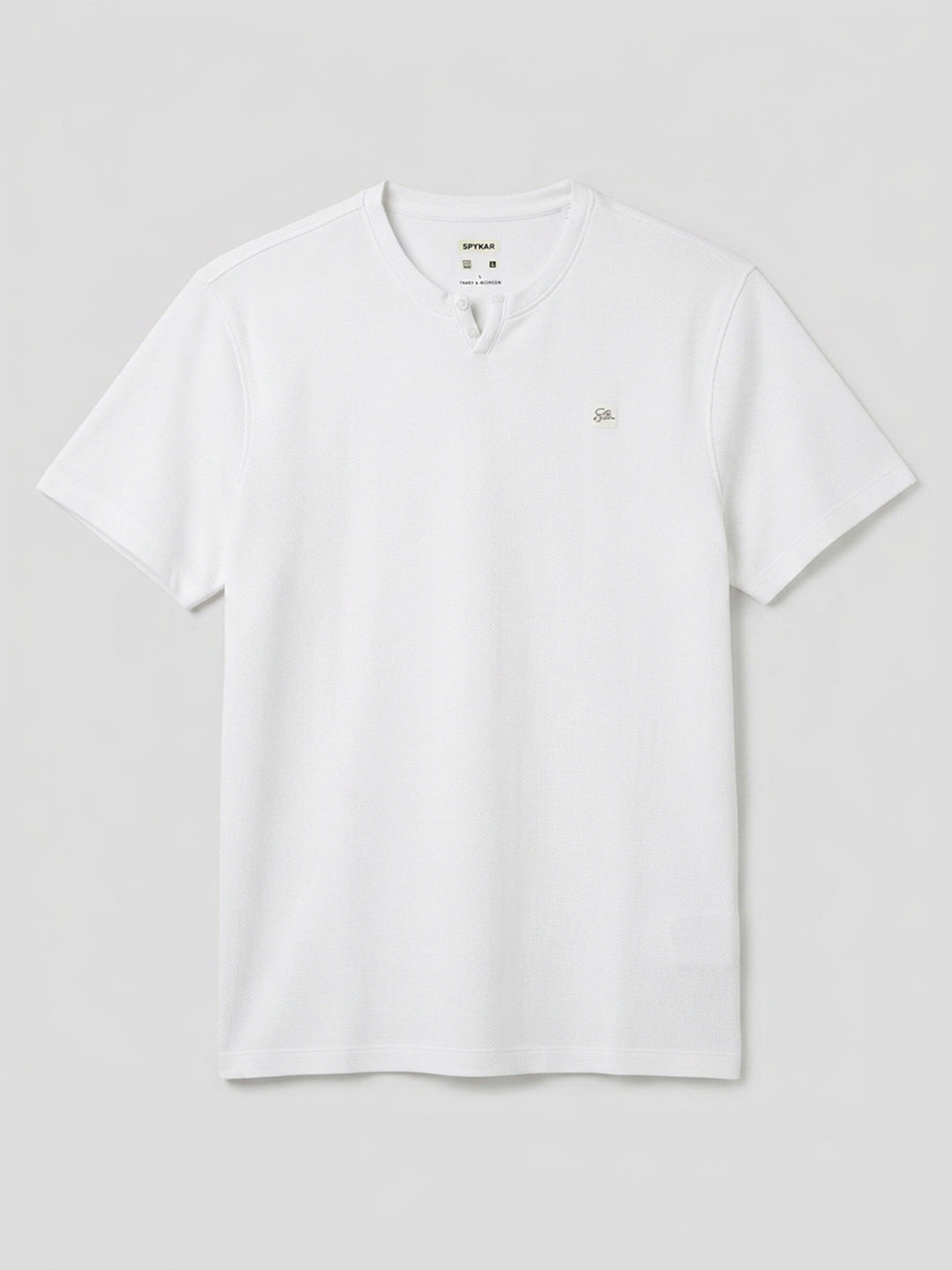 Men T-Shirt Textured White Regular Fit