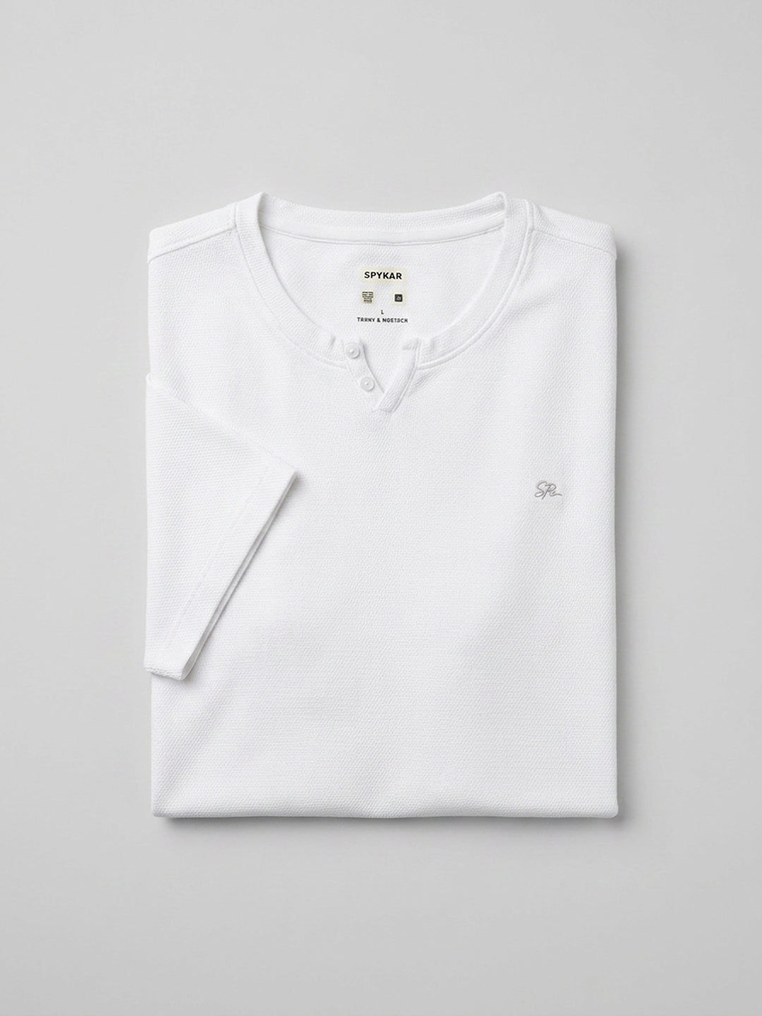 Men T-Shirt Textured White Regular Fit