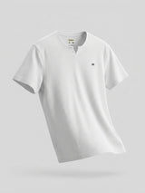 Men T-Shirt Textured White Regular Fit