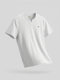 Men T-Shirt Textured White Regular Fit