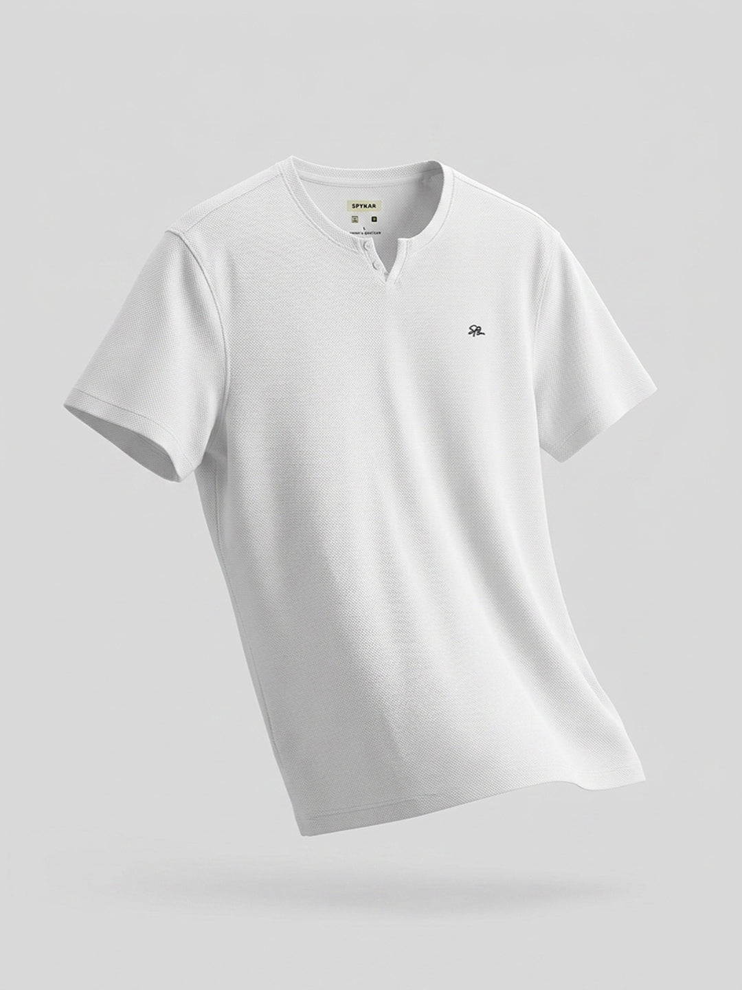 Men T-Shirt Textured White Regular Fit