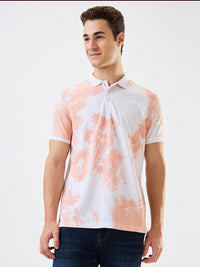 Men T-Shirt Pink Print Slim Fit