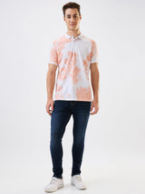 Men T-Shirt Pink Print Slim Fit