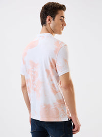 Men T-Shirt Pink Print Slim Fit