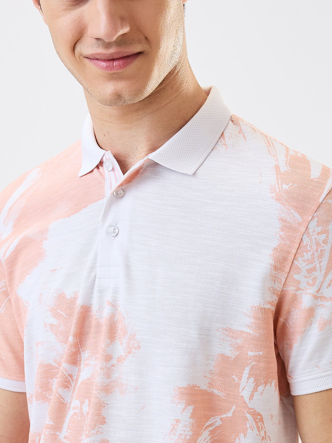 Men T-Shirt Pink Print Slim Fit