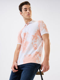 Men T-Shirt Pink Print Slim Fit