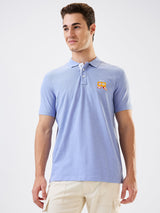 Men T-Shirt Blue Solid Slim Fit