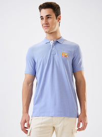 Men T-Shirt Blue Solid Slim Fit