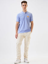 Men T-Shirt Blue Solid Slim Fit