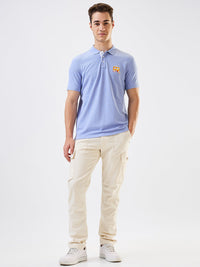 Men T-Shirt Blue Solid Slim Fit