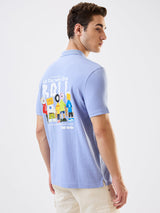 Men T-Shirt Blue Solid Slim Fit