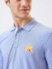Men T-Shirt Blue Solid Slim Fit