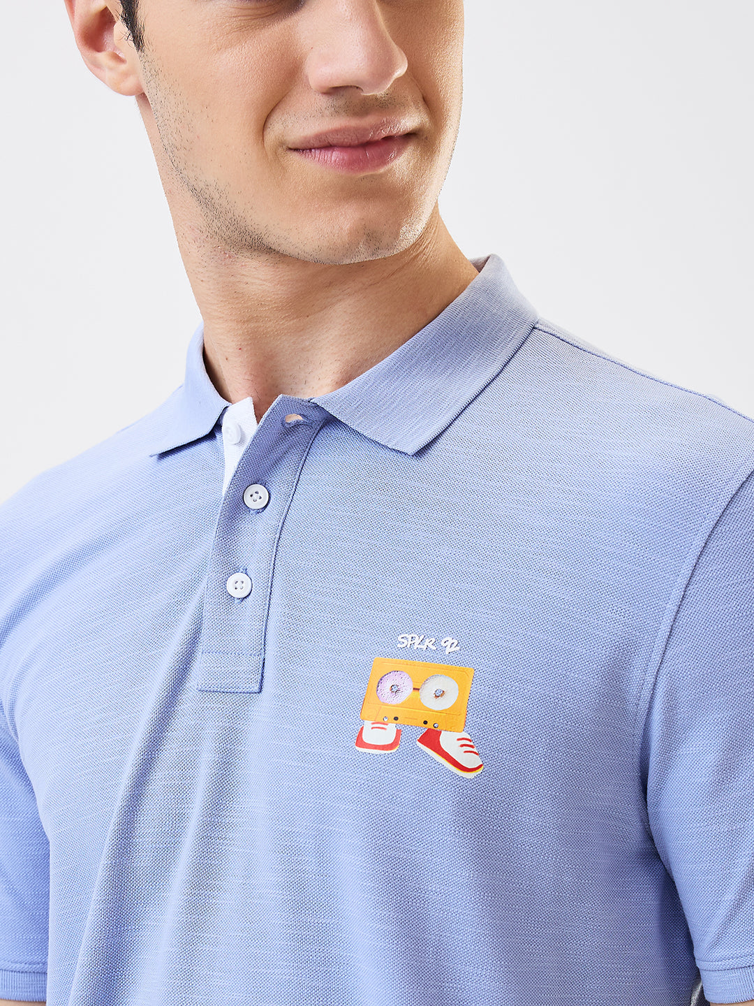 Men T-Shirt Blue Solid Slim Fit