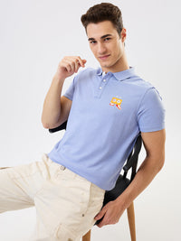 Men T-Shirt Blue Solid Slim Fit