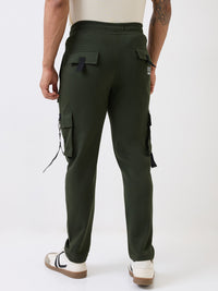 Men Trackpant Rifle Green Straight Fit Mid Rise