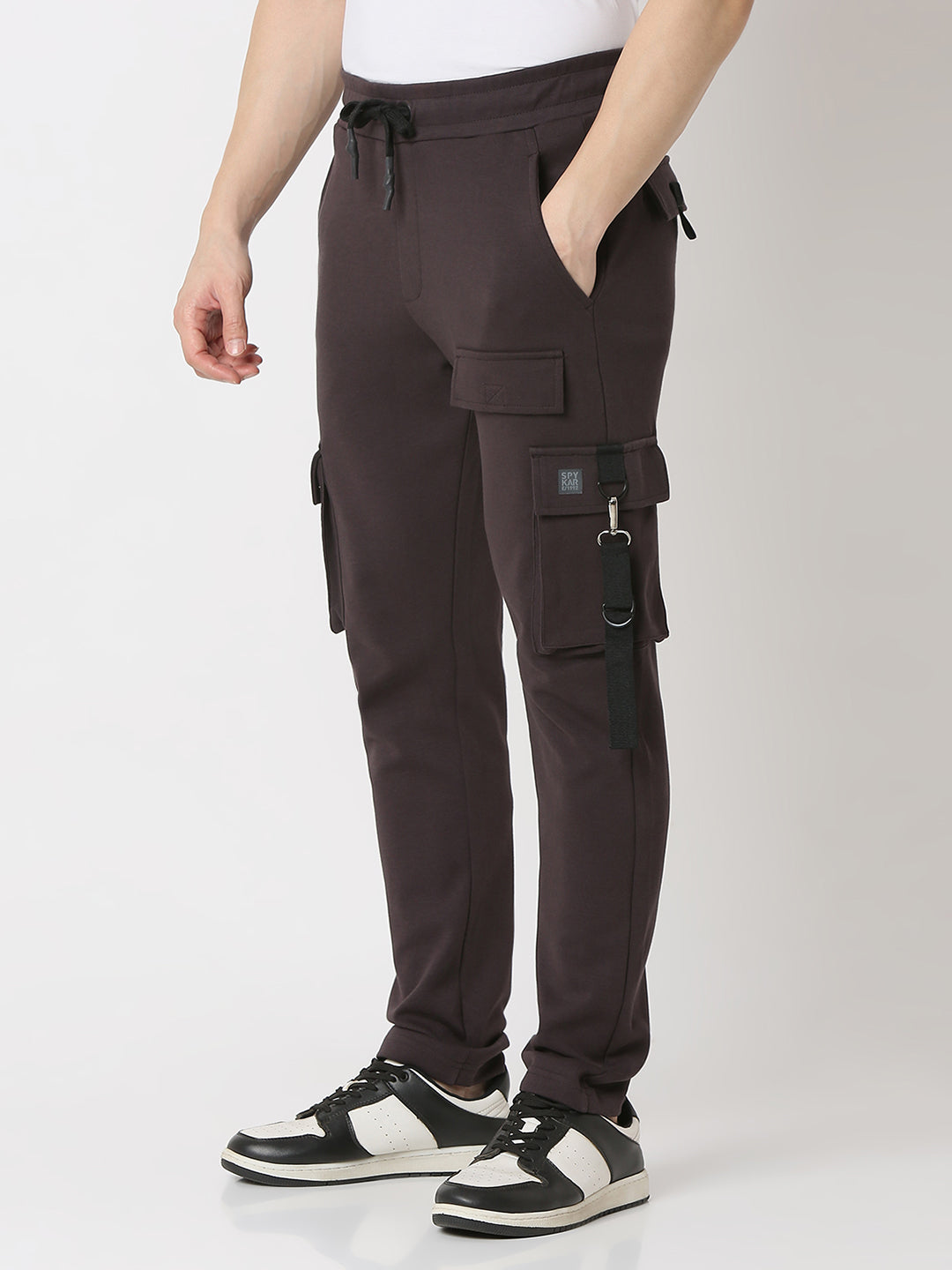 Spykar Slate Grey Straight Fit Track Pants For Men