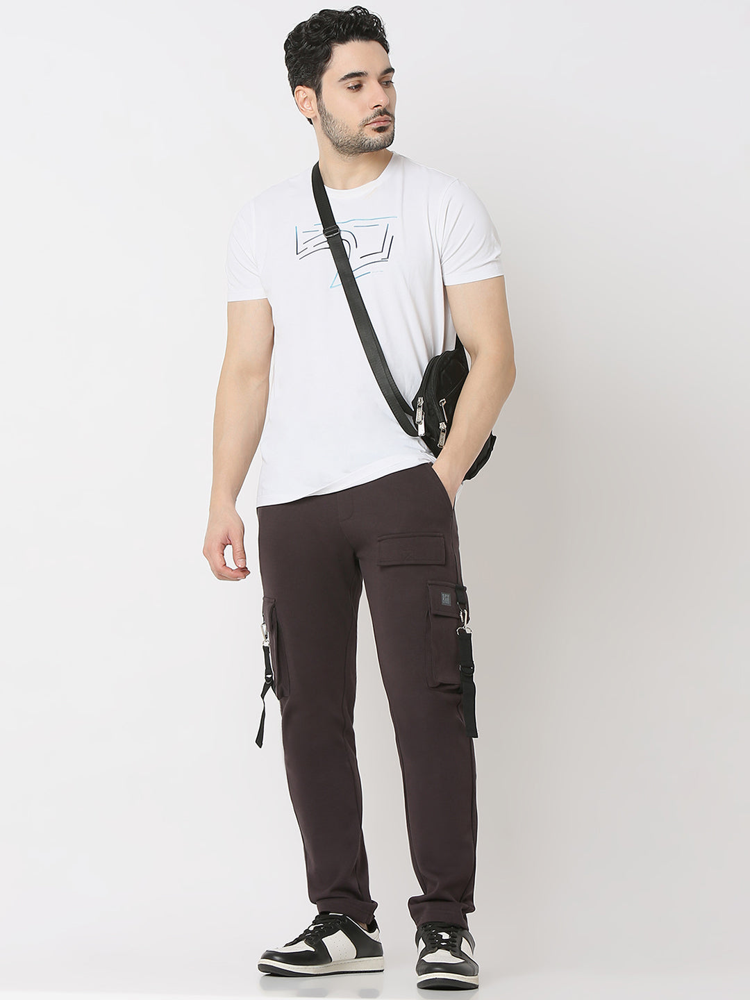 Spykar Slate Grey Straight Fit Track Pants For Men