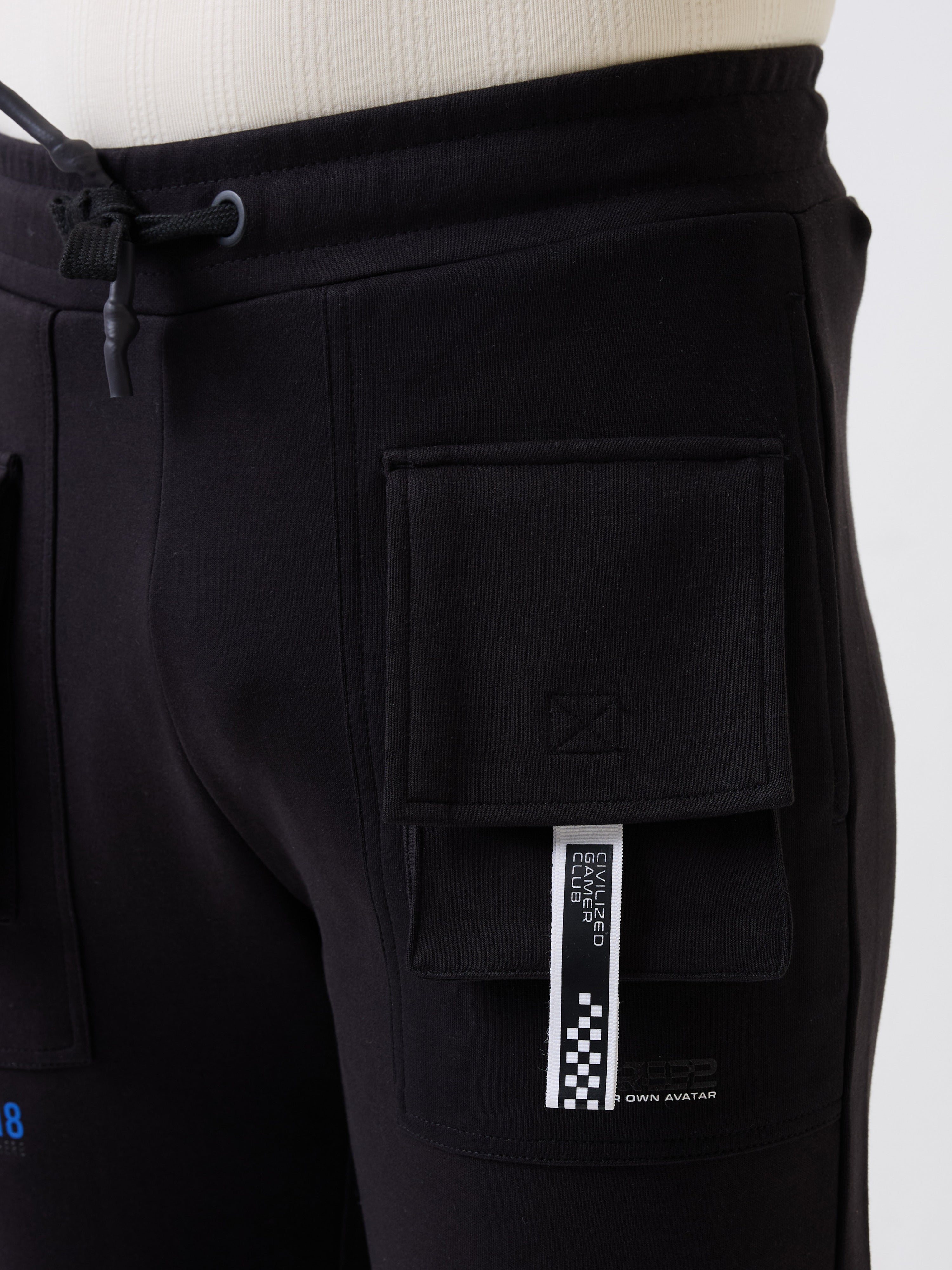 Spykar Black High Rise Straight Fit Casual Knit Track Pants For Men