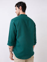 Men Green Full Sleeves Slim Fit Solid Kurta