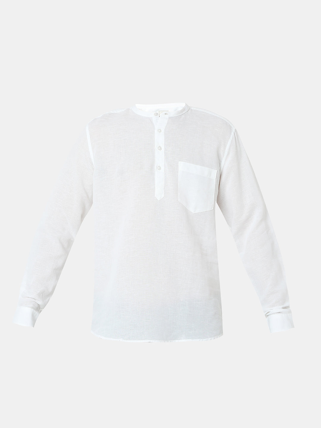 Spykar White Linen Solid Kurta For Men