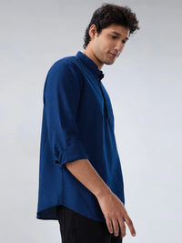 Men Shirt Solid Navy Blue Regular Fit