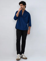 Men Shirt Solid Navy Blue Regular Fit