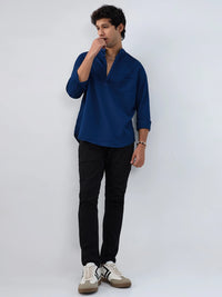 Men Shirt Solid Navy Blue Regular Fit