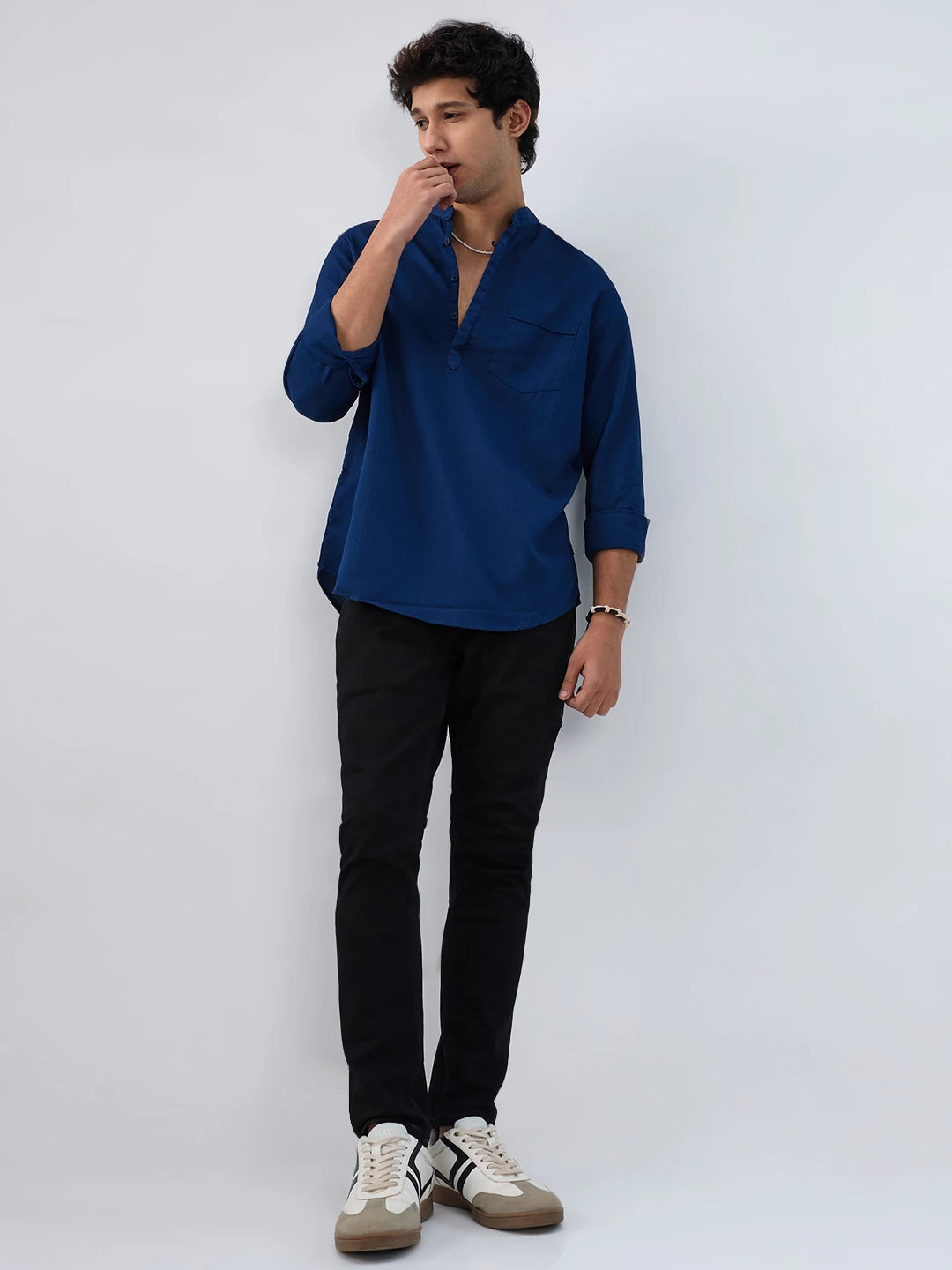 Men Shirt Solid Navy Blue Regular Fit