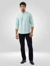 Men Shirt Solid Green Regular Fit